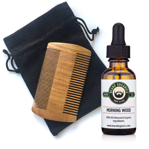 Beard Comb & Morning Wood Beard Oil Combo by Beard Organics