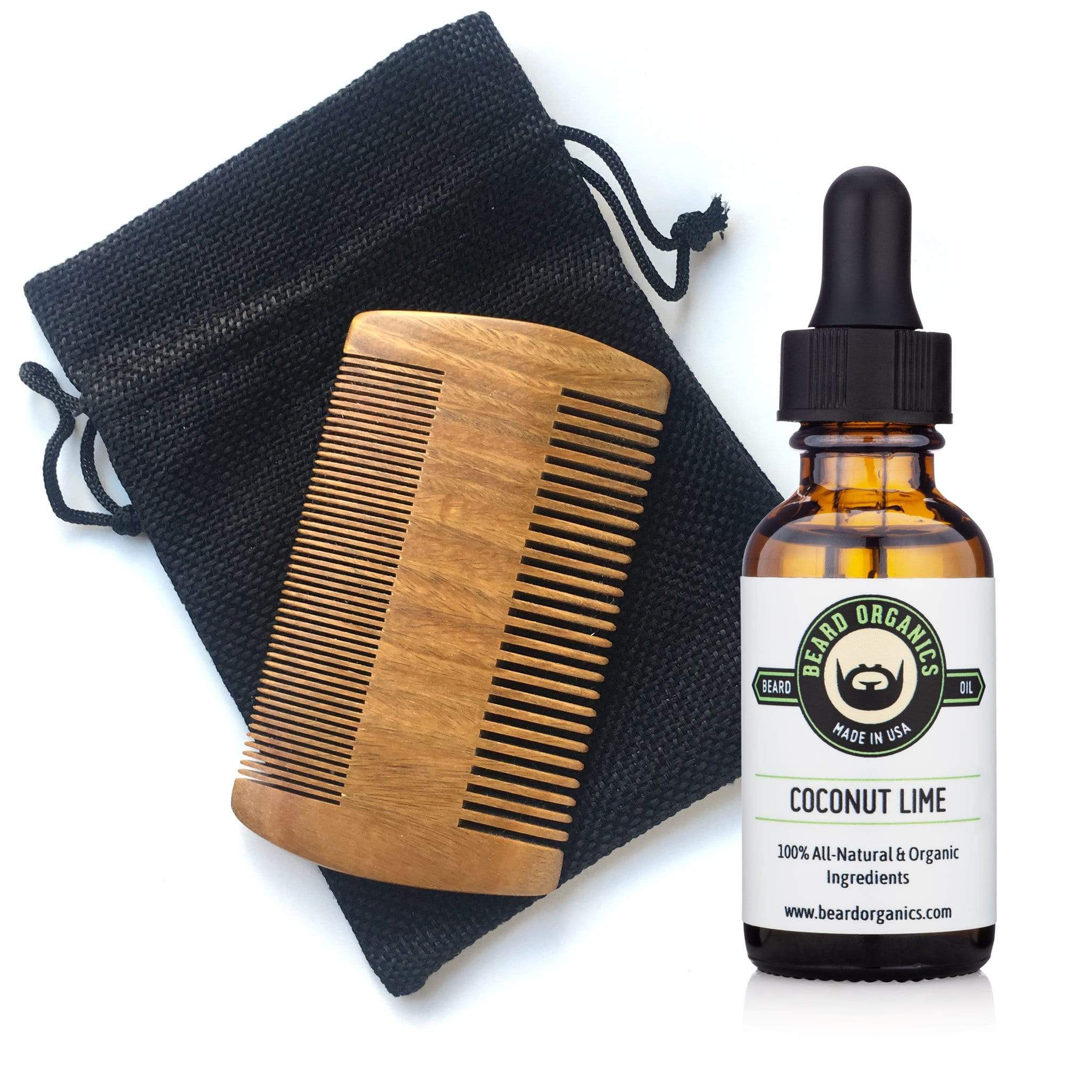 Beard Comb & Coconut Lime Beard Oil Combo by Beard Organics